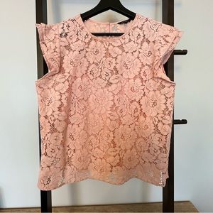 RW&Co Pink Lace Top with Detachable Tank Top